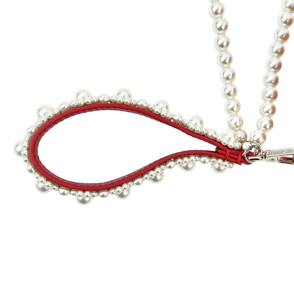 Simone Rocha Red Micro Embellished Faux Pearl Strap Hard Shell Egg Clutch Bag - Picture 8 of 16